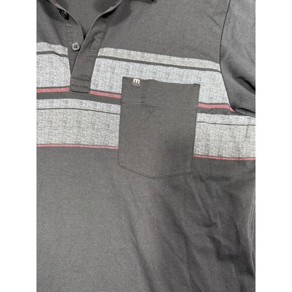 TravisMathew Black Gray Stripe Polo Shirt Size Small - Picture 8 of 8